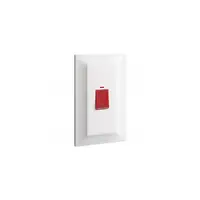 doi poli switch Belanko S - 45A 250V~ 1 module - Intrerupator vertical switch + rosu neon indicator - alb