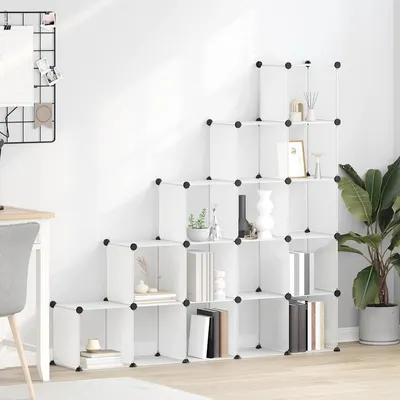 vidaXL Organizator cub de depozitare, 15 cuburi, transparent, PP