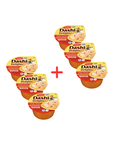 INABA Cat Dashi Delights pui, ton si somon 6x70 g hrana pisica