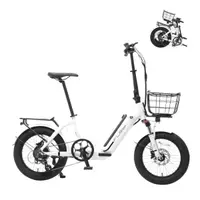 E-bike pliabilă Swan Fat Albă | 70 km | 10,4 Ah | 18x3,0” | Furcă suspensie