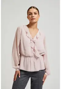 Bluza roz cu volane si maneci bufante - Rose Symphonic