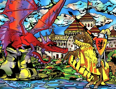 Tablou de colorat ColorVelvet - Dragon, 47 x 35 cm