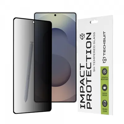 Folie de protectie Ecran Privacy Techsuit pentru Samsung Galaxy S25 Ultra S938, Sticla Securizata, Full Glue, 111D