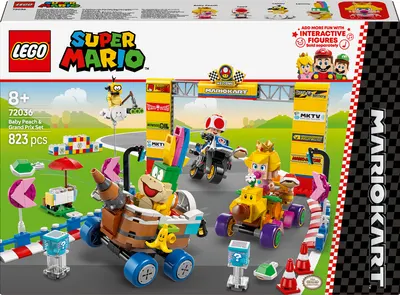 Constructor LEGO Super Mario - Mario Kart, set Baby Peach și Grand Prix (72036)