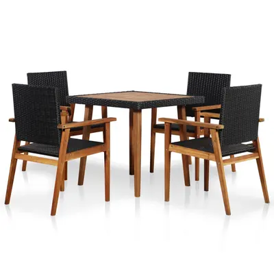 Gossi set mobilier de exterior, 5 piese, negru si maro, poliratan