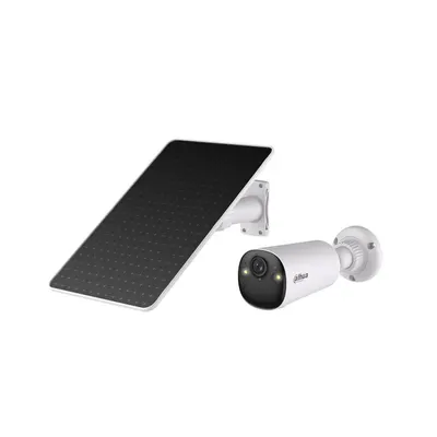Camera supraveghere 4G cu panou solar si iluminare duala Dahua KIT/BF4CP-4G-0210B-XL/M0508, 4 MP, 2.1 mm, IR/lumina alba 15/20 m, PIR 12 m, detectie persoane si vehicule, microfon si difuzor, acumulator 32.4 Wh, alarma, slot card