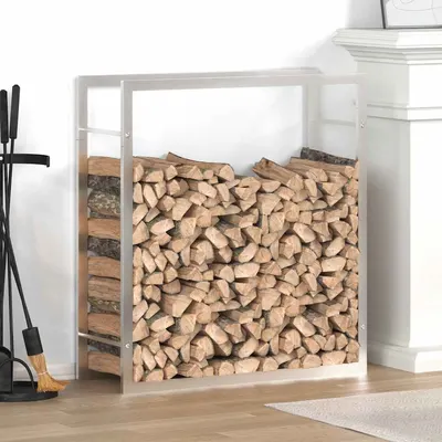 vidaXL Suport pentru lemne de foc, 80x28x86 cm, oțel inoxidabil