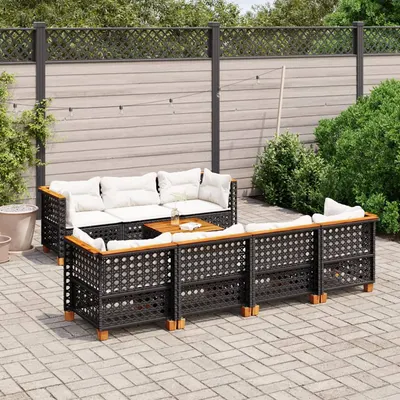 Gossi set mobilier de gradina cu perne, 8 piese, negru, poliratan
