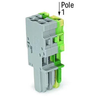 1-conductor female plug; 4 mm²; 2-pole; 4,00 mm²; gray, green-yellow