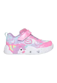 Pantofi sport Unicorn Charmer cu LED-uri si velcro - Turcoaz/Roz pastel/Lila