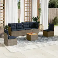 Gossi set canapele de gradina cu perne, 7 piese, gri, poliratan