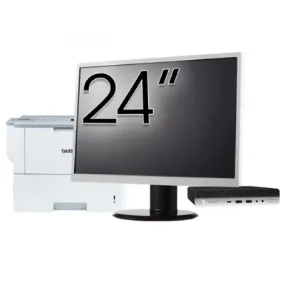 Pachet Calculator refurbished HP ProDesk 400 G4 Mini PC, Intel Core i5-8500T 2.10 - 3.50GHz, 8GB DDR4, 256GB SSD + Monitor 24" &amp; Imprimanta Brother HL-L6300DW