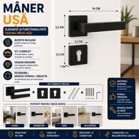 Maner Usa, Universal, Rozeta, Reversibil, Negru