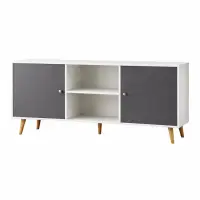 Comoda Scandinavian cu 2 usi și raft deschis, 150 cm - White and Grey