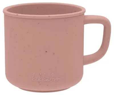 Cană cu mâner KikkaBoo - Platinum Silicone, 200 ml, Blush