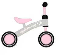 Ride-On pentru copii Ikonka Fix Tiny Roz, fara pedale, cu 4 roti, ghidon reglabil, cadru din otel, Saua din spuma moale, inaltime sezut 27 cm, sarcina maxima admisa 30 kg