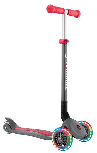 Trotinetă pliabilă Globber - Primo Foldable Lights, gri-roșu