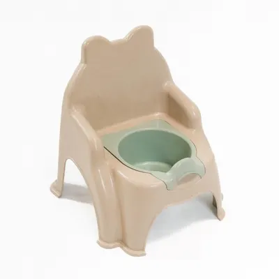 Olita pentru copii Doloni BeigeBrown Tiger, design robust, cu spatar inalt, cotiere si vas colector detasabil, dimensiune 38 x 29 x 30 cm