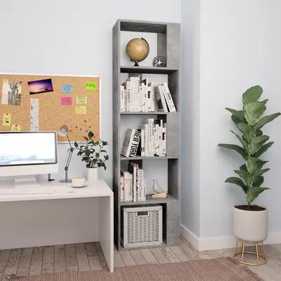 vidaXL Bibliotecă/Separator, gri beton, 45x24x159 cm, lemn prelucrat