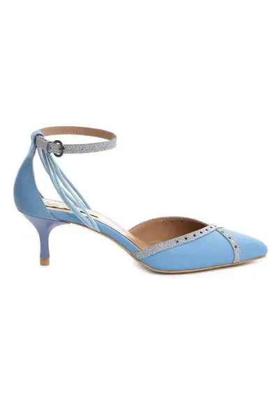 Pantofi stiletto piele naturala Bleu Rihanna