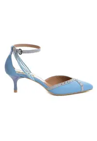 Pantofi stiletto piele naturala Bleu Rihanna