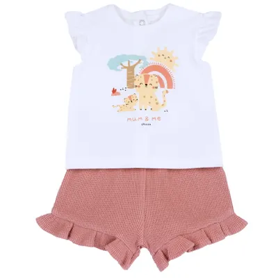 Tricou copii si pantaloni scurti Chicco, Alb cu portocaliu, 01632-70MFCI