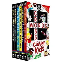 Brain Games Clever Kids 6 Books Collection Set (brain Games, Travel Puzzle, Crosswords, Logic Games, Wordsearches & Quiz Book)