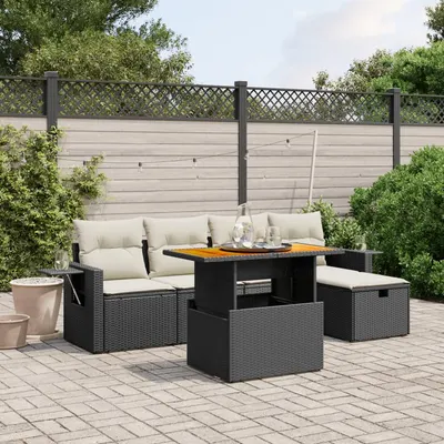 Gossi set mobilier de gradina cu perne, 6 piese, negru, poliratan