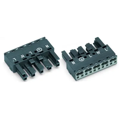 Socket; 5-pole; Cod. L; 4,00 mm²; dark gray