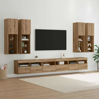 vidaXL Set Dulap pentru Televizor Montat pe Perete 7 buc.