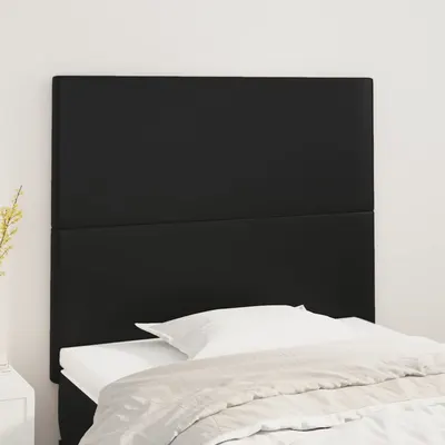 vidaXL Tăblie de pat neagră 80x5x118/128 cm piele ecologică