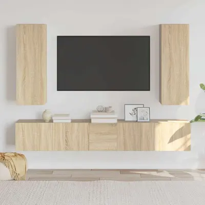 vidaXL Set dulap TV, 5 piese, stejar sonoma, lemn prelucrat