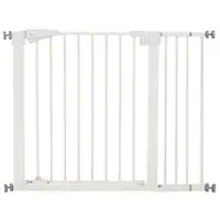 PawHut Poartă pentru Câini de Talie Mică și Medie cu Dublă Încuietoare și Închidere Automată, 76-103x4.2x77 cm, Alb | Aosom Romania