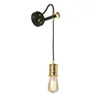 Aplica Douille 1 Light Wall Light – Black/Polished Brass