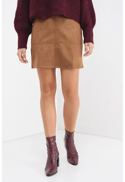 Fusta mini cu model uni - Maro inchis