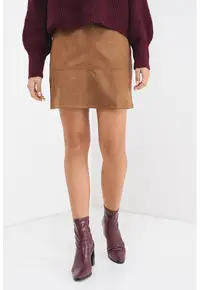 Fusta mini cu model uni - Maro inchis
