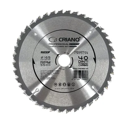 Disc Premium TCT - panza de fierastrau circular pentru taiat lemn, 165x20/16 cu 40 dinti din carbura de tungsten (vidia) - DXDY.PW165-40