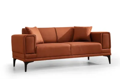 Canapea fixa HORIZON, 2 locuri, rosu de tigla, 170x85x77 cm
