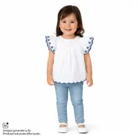 Camasa copii Chicco din poplin, Alb cu albastru, 01857-70MFCO