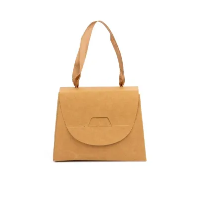 Cutie mică gentuță cu panglică maro din satin - kraft (set 50 buc) - Default Title