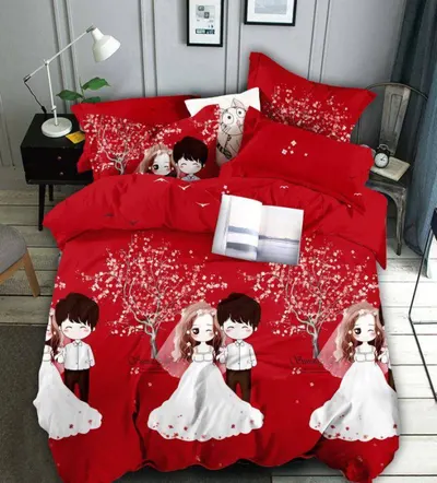 Set Lenjerie de Pat Finet 6 Piese, Bumbac Finet, Fara Elastic , Love Forever