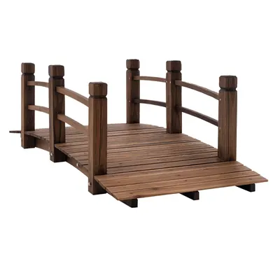 Outsunny Pod de Grădină - Pod de Iaz - pasarelă din Lemn - Decor Grădină dim. 152,5L x 67l x 48H cm - Lemn de Brad tratat prin carbonizare | Aosom Romania