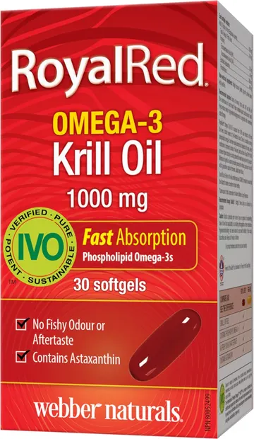 RoyalRed Omega-3 Krill Oil, 1000 mg, 30 capsule gelatinoase moi, Webber Naturals