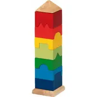 Turnulet din lemn de stivuit, 9 piese, colorat, 2 ani+, coordonare ochi-mana, Goki GOKI58893
