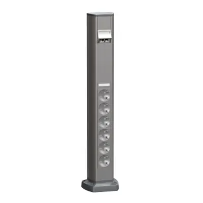 Optiline 45, Minicoloana 1 fata 6xprize 2P+E+2xprize date RJ45 6UTP, aluminiu