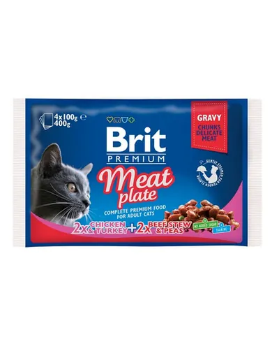 BRIT Pachet Cat Adult meat plate 4x100 g