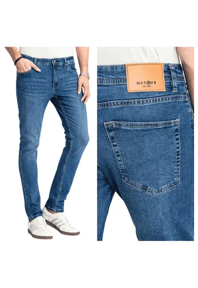Blugi Barbati - Felix - Straight Fit - Talie Medie - 100% Bumbac - Fermoar - Lungi - 5 Buzunare