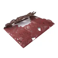 Invitație din hârtie pentru evenimente model floral 18x12,5cm - vișiniu (set 10 buc) - Default Title