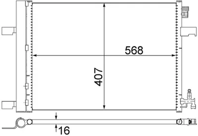 Condensator climatizare (cu uscator) potrivit CHEVROLET CRUZE, ORLANDO; OPEL ASTRA J, ASTRA J GTC, CASCADA, ZAFIRA B, ZAFIRA C 1.3D-1.8LPG 05.09