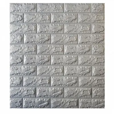 Set 10 x Tapet 3D caramizi argintii, gri, auto-adeziv pentru interior, 70 x 77 cm